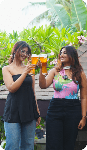 Guests toasting at Nusa Brewvilla